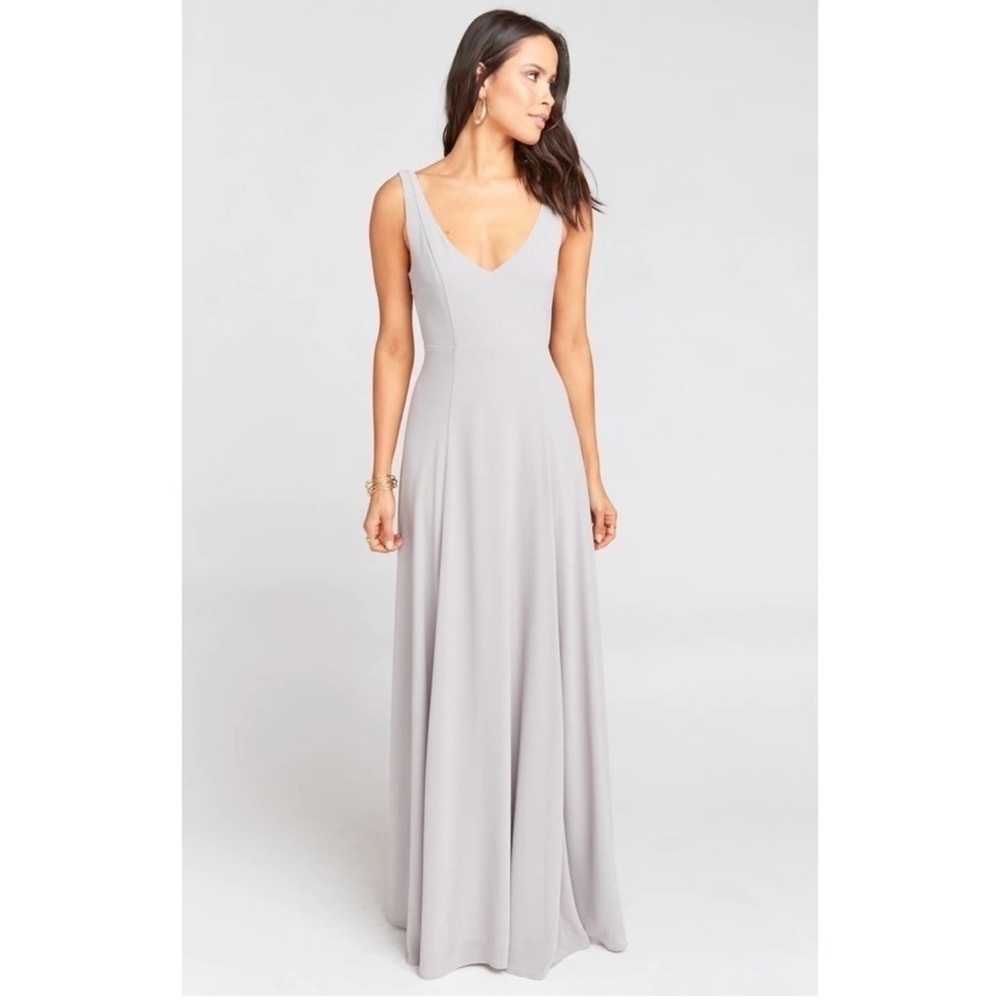 Show Me Your MuMu Jenn Maxi Dress in Dove Grey Chiffon M Medium New NWT